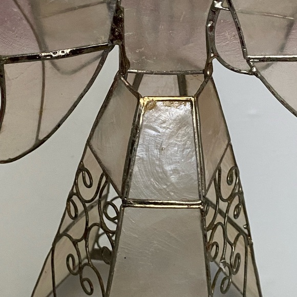 Vintage Capiz Shell Gold Christmas Angel Tree Stand Home Decor Large 11.5” - Picture 9 of 14